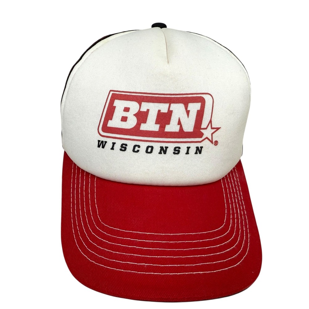 BTN Wisconsin Badgers MeshTrucker Hat Cap Red White Black Big Ten Network Men OS